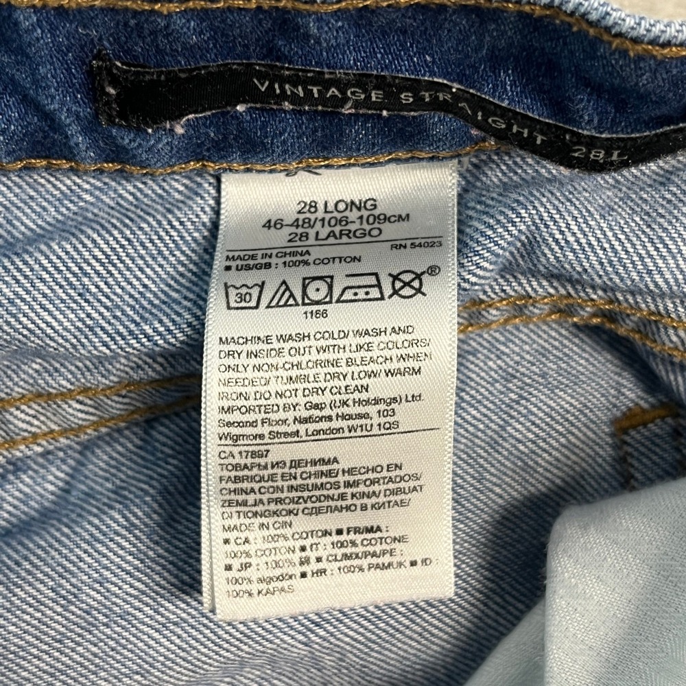 Banana Republic Vintage Straight Jeans Womens 28L (29x28) Distressed Raw Hem - Picture 9 of 13